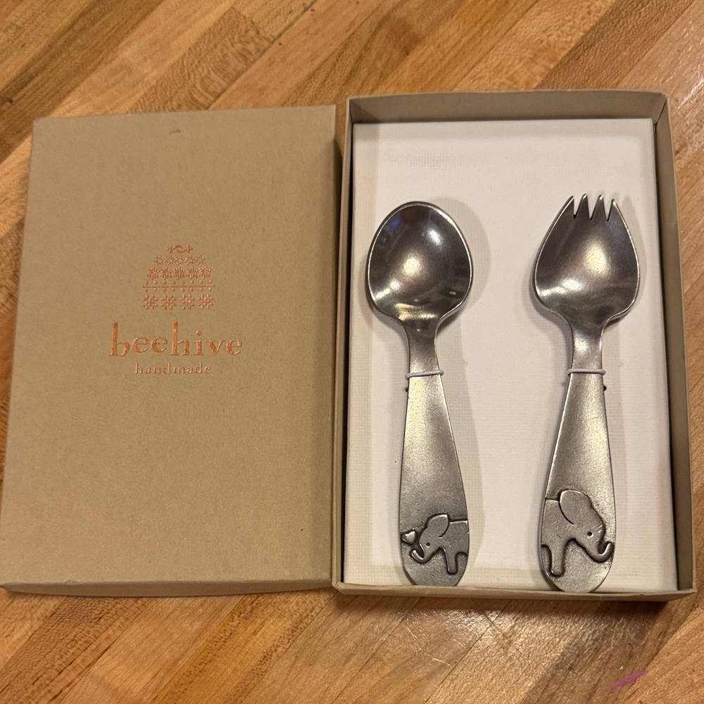Elephant Pewter Spoon and Fork Set